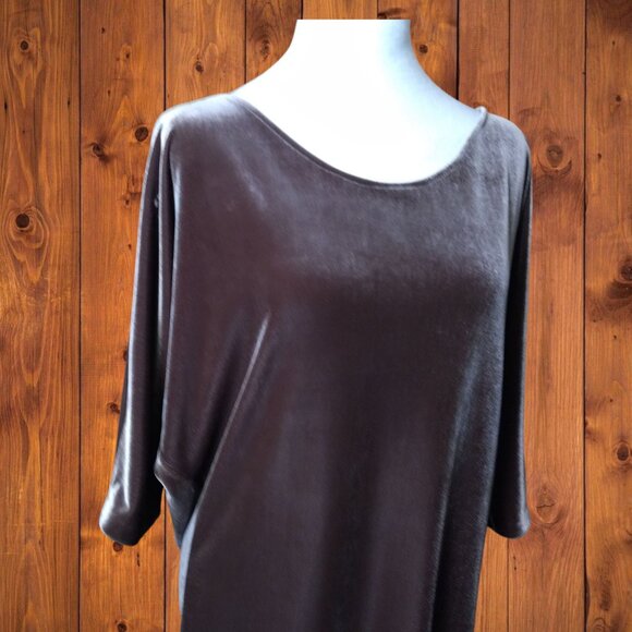 Meg Shop Women's Small Brown Velvet Draped Back Brown Dress 3/4 Dolman Sleeve - Picture 4 of 8